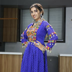 Vastranavya Blue Navratri Special Kutchi Work with Gota Patti & Mirror Work Kurti | Grocsy
