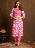 Prazu Fashion Light Pink Printed Cotton Blend Kurta Pant Set | Grocsy