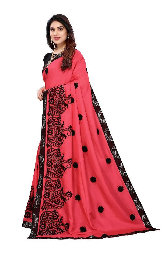 Vamika Pink Dola Silk Embroidery Saree | Grocsy