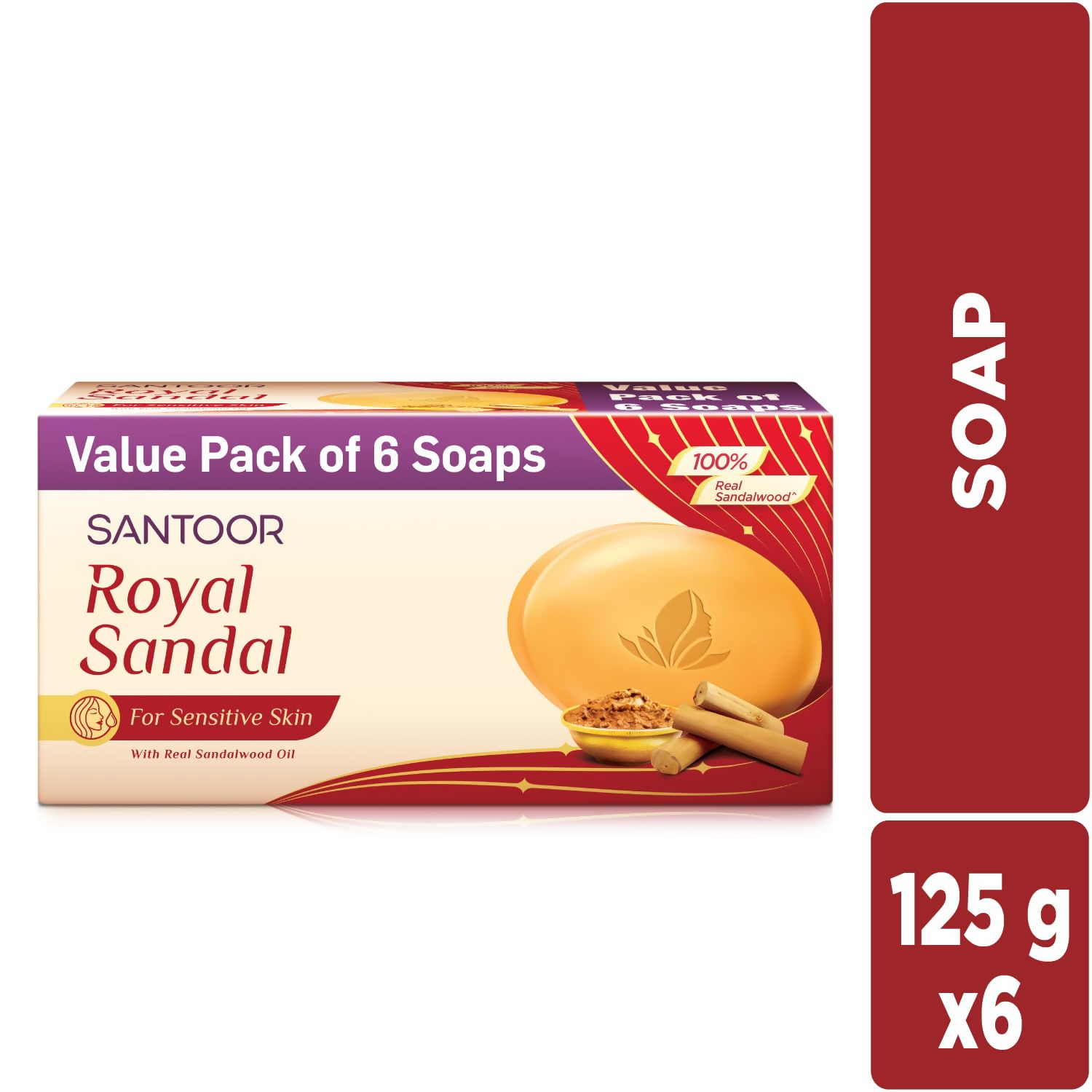 Santoor Royal Sandal Bathing Soap For Sensitive Skin | Grocsy