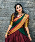 DEIANA'S Beautiful KanJivaram Silk Jari Lahengha Choli - Wine | Grocsy