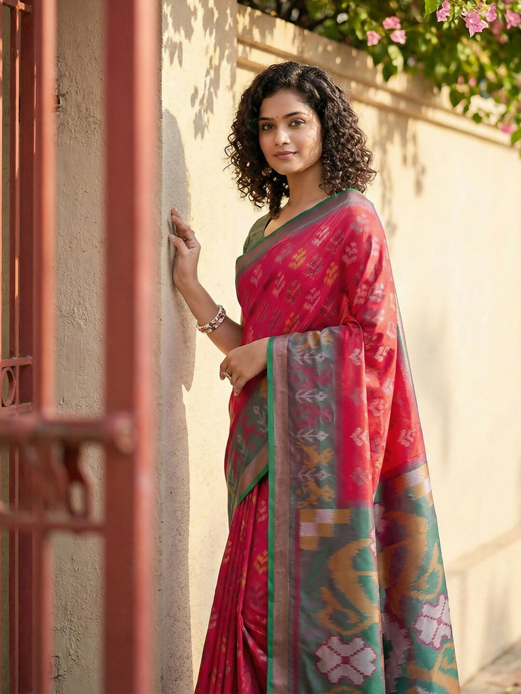 Shree Shyam Fashion Red Pochampally Silk Saree | Grocsy
