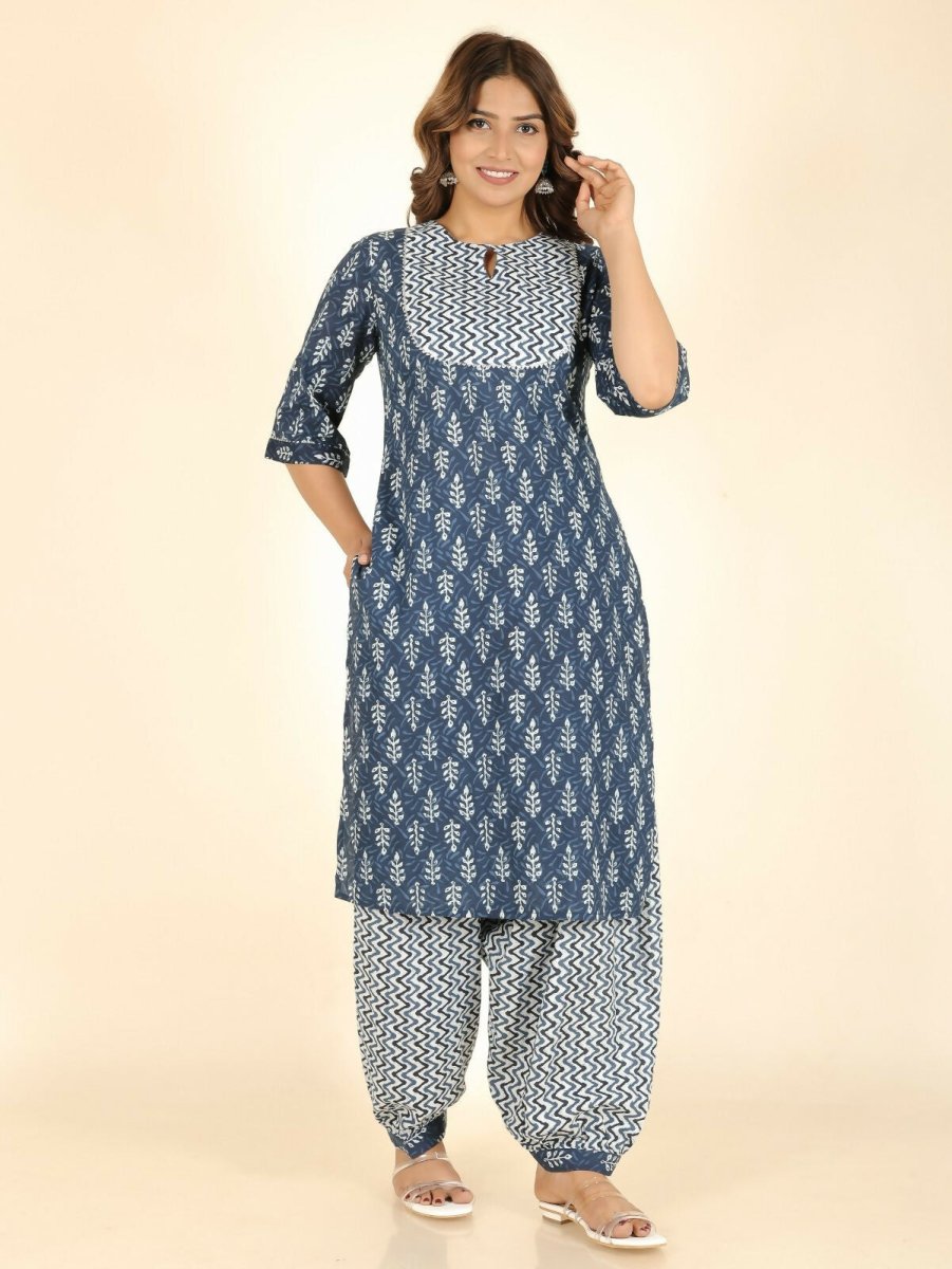 Aramya Straight Soft Cotton Floral Print Women's Kurta - Blue | Grocsy