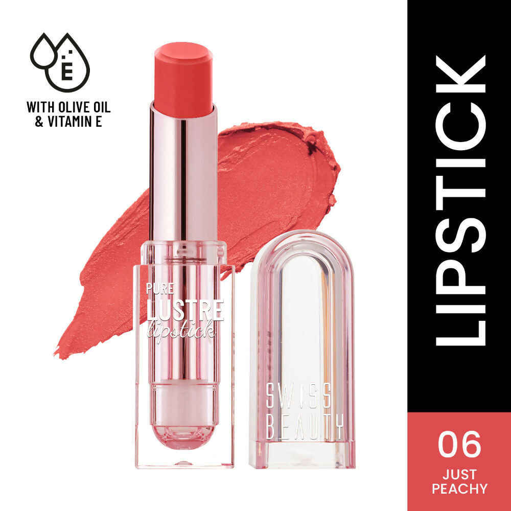 Swiss Beauty High Shine Finish Smooth Glide Pure Lustre Lipstick - 6 Just Peachy | Grocsy