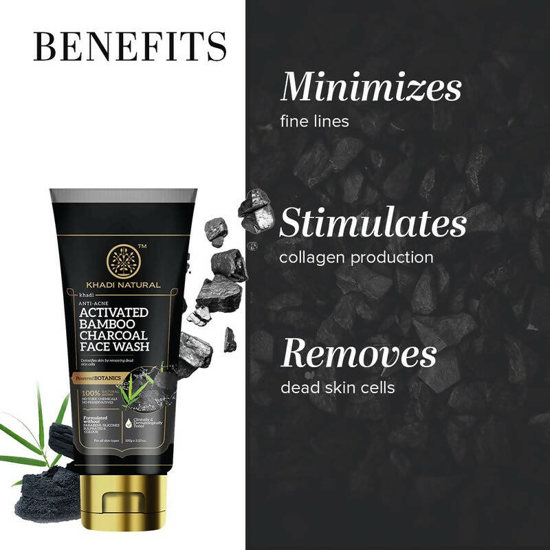 Khadi Natural Activated Bamboo Charcoal Face Wash | Grocsy