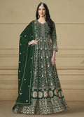 Bottle Green Embroidered Trendy Style Anarkali Suit - Emponline | Grocsy