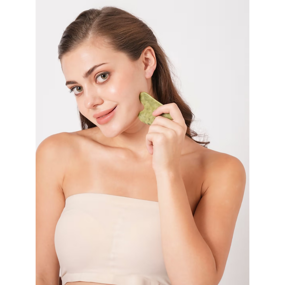 BUNGALOW BEAUTY Green Jade Gua Sha Facial Massage Tool | Grocsy