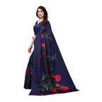 Vamika Printed Jute Silk Blue Saree (Elisa Navy) | Grocsy
