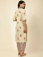 Aramya Yellow Soft Cotton Floral Straight Kurta for Women | Grocsy