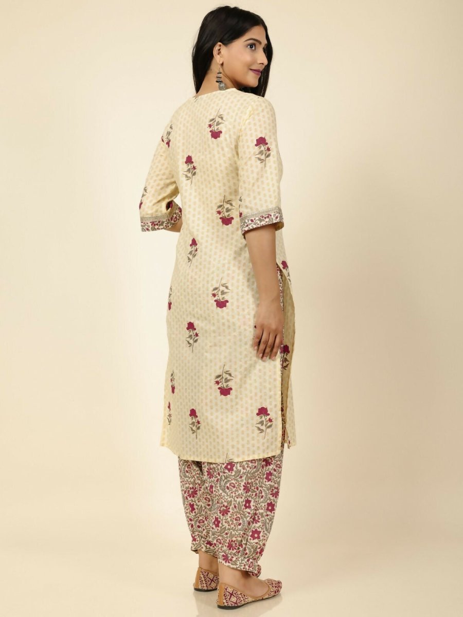Aramya Yellow Soft Cotton Floral Straight Kurta for Women | Grocsy