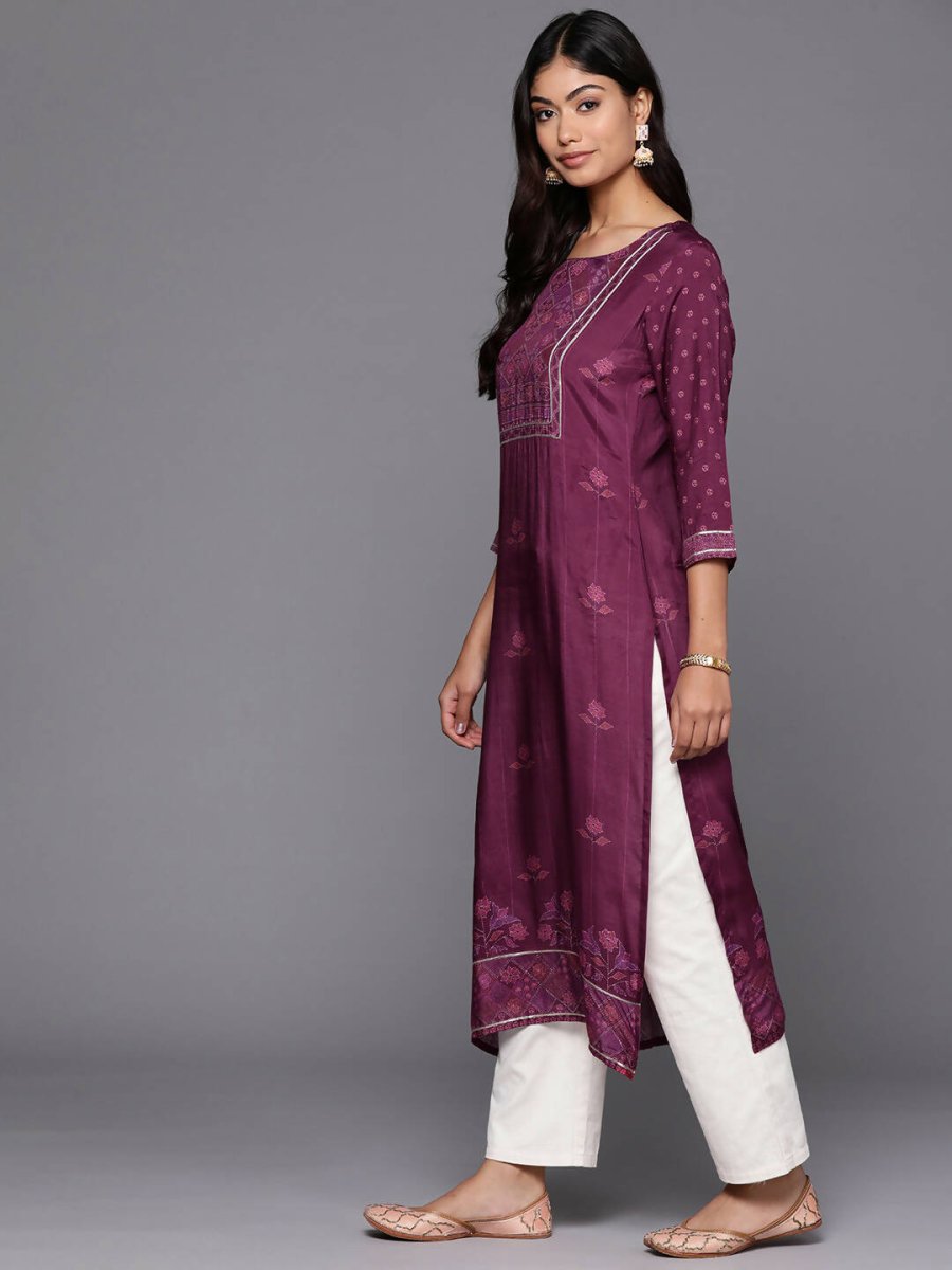 Ahalyaa Women's Traditional wear Kurta - Purple | Grocsy