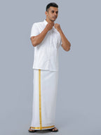 Ramraj Cotton Mens Half Sleeve Formal Poly Cotton White Shirt | Grocsy