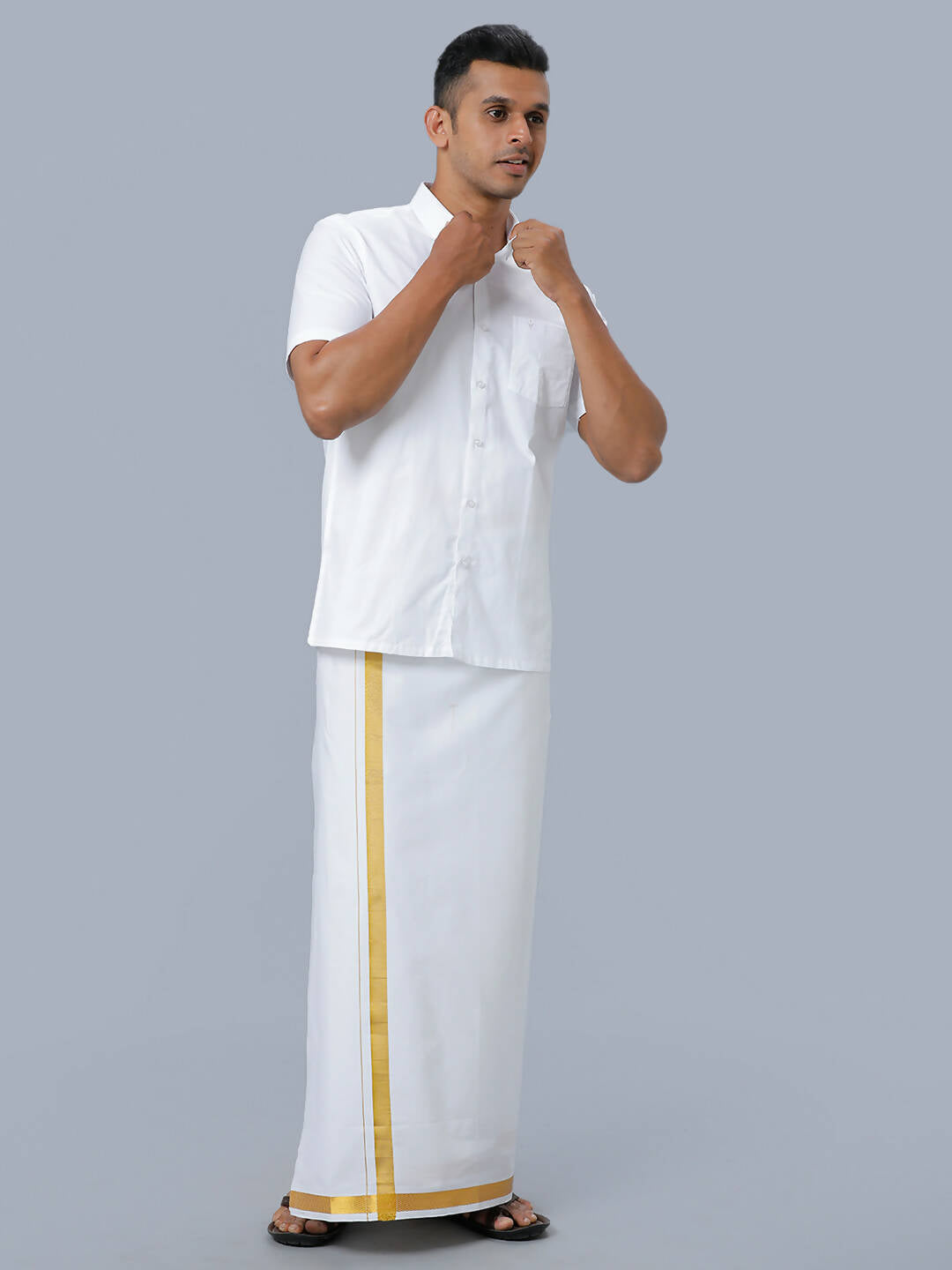 Ramraj Cotton Mens Half Sleeve Formal Poly Cotton White Shirt | Grocsy