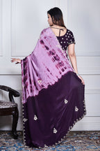 Morchari Wine Crepe Hand Embroidery Saree And Stitched Blouse | Grocsy