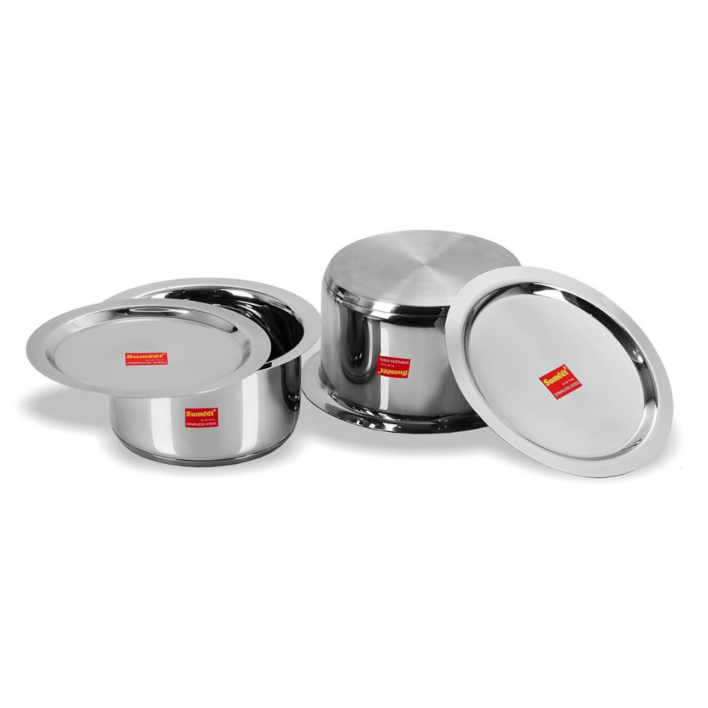 Sumeet Stainless Steel Induction Bottom Induction & Gas Stove Friendly Container Set | Grocsy