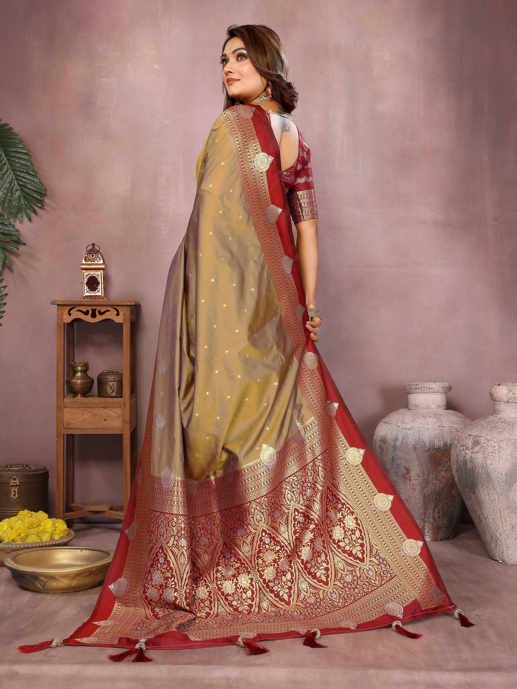 Aastha Fashion Light Brown Silk Sarees Weaving Saree | Grocsy