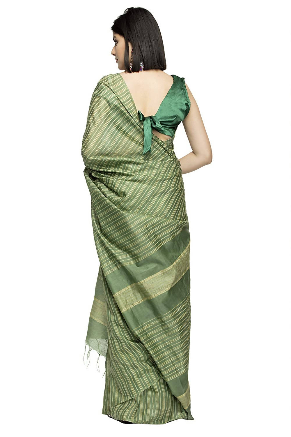 Mominos Fashion Olive Green Color Bhagalpuri Saree | Grocsy