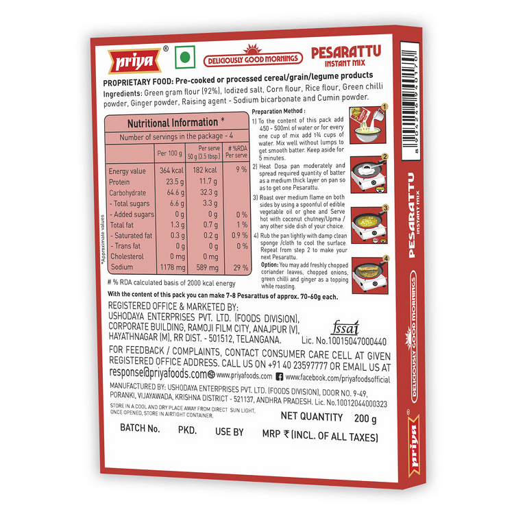 Priya Instant Pesarattu Mix | Grocsy