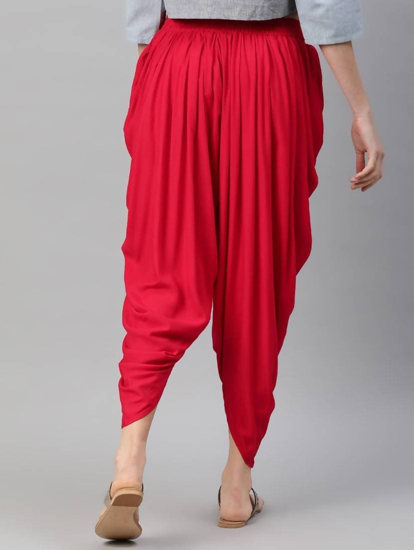 Cheera Women’s Red Dhoti Pant CH10D | Grocsy