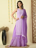 Myshka Women's Purple Georgette Kurta & Skirt With Dupatta Party Sets | Grocsy