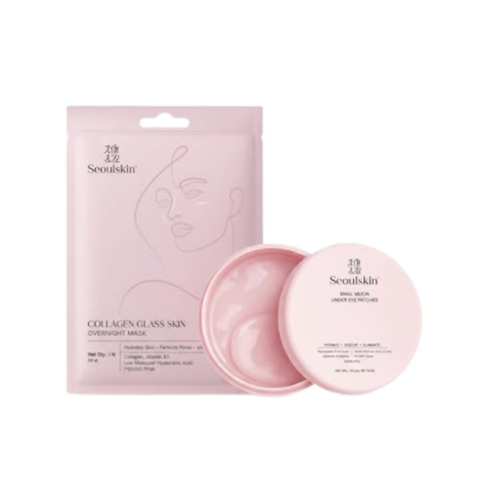 Seoulskin Collagen Glass Skin Overnight Mask + Snail Mucin Under Eye Patches | Grocsy