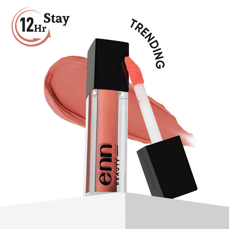 Enn Long-Lasting Liquid Lipstick With Ghee - Full Coverage & Transferproof - Peach Punch | Grocsy
