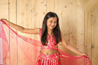 Aayaa Designer Printed Silk Embroidery Kids Lehenga Choli - Pink | Grocsy