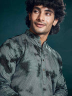 Grey Viscose Designer Sequance Embroidery Work Men's Kurta Set - Mahotsav | Grocsy