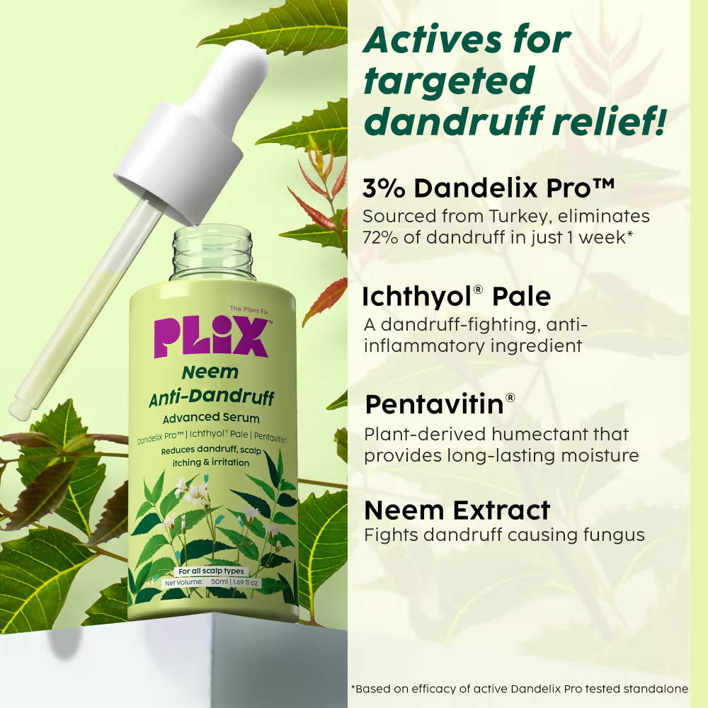PLIX The Plant Fix Neem Anti-Dandruff Advanced Kit - Shampoo + Serum | Grocsy