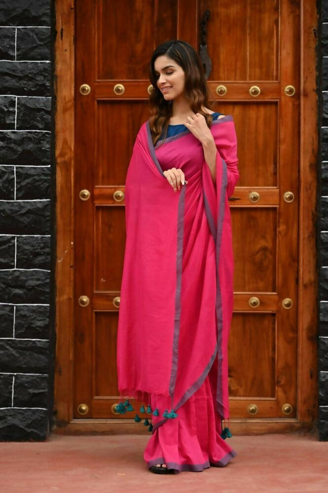 Very Much Indian Saadgi Pure Cotton Handloom Sarees With Intricate Borders | Grocsy