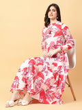 Joban Fashion Red Cotton Printed & Hand Work Dress | Grocsy