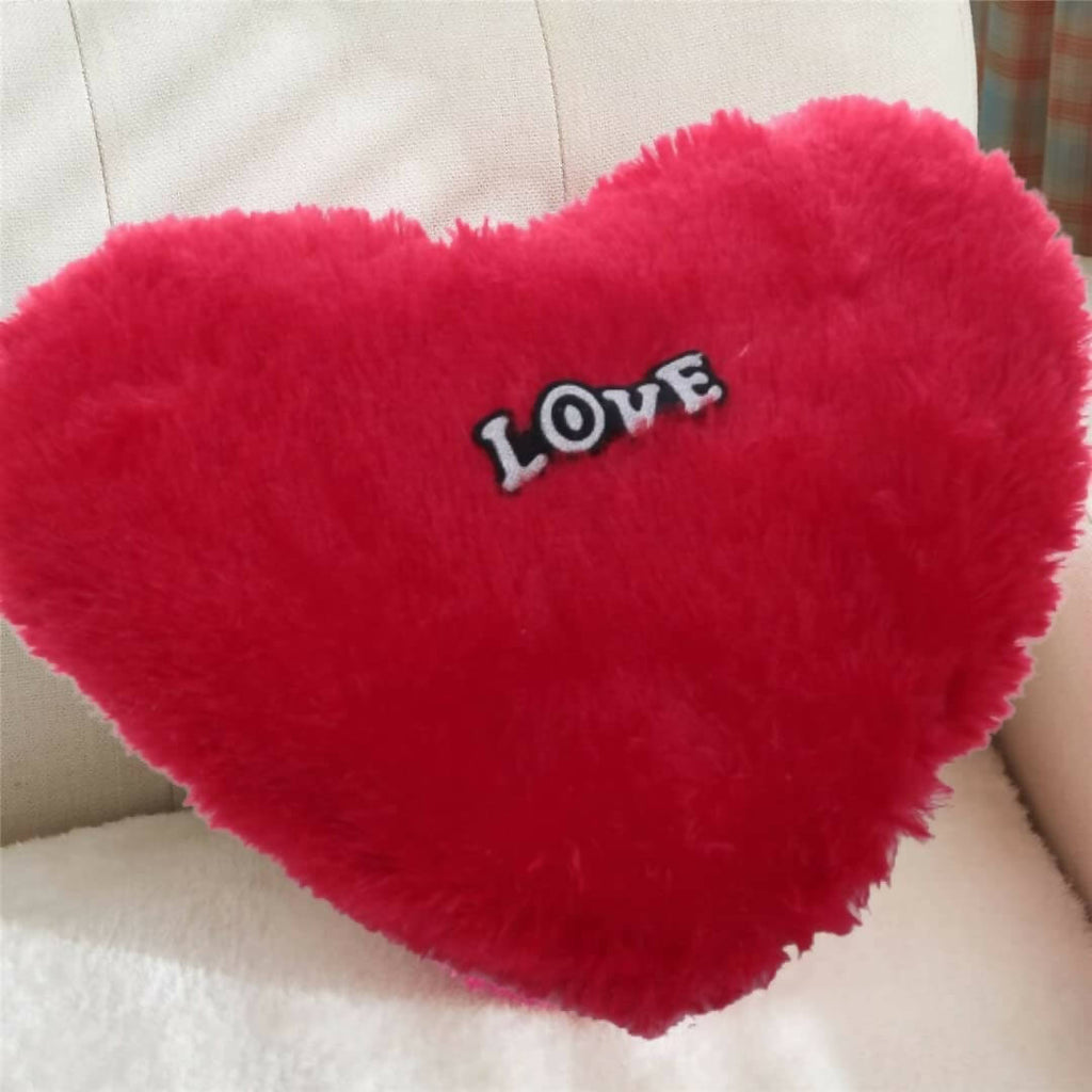 Heart Shape Pillow Fur Cushion (Red) | Grocsy
