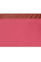 Joban Fashion Rouge Pink Crepe Chiffon Pure Handloom Banarasi Silk Saree | Grocsy
