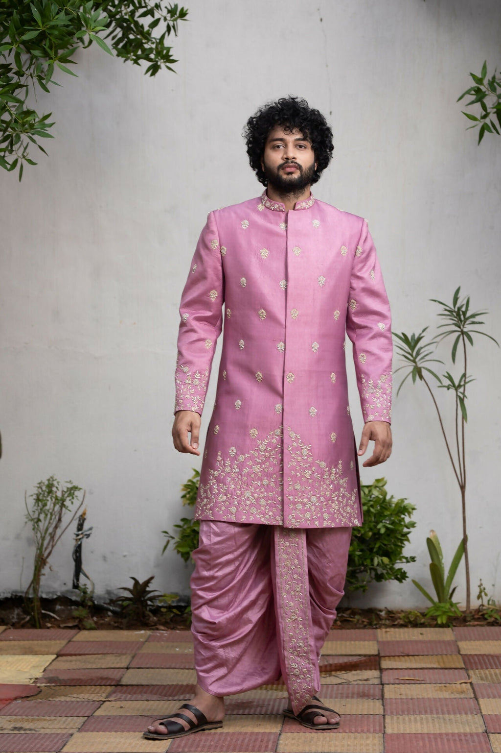 Purple Sherwani Set by Hilo Design | Grocsy