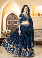 Lehenga Mart Designer Wedding Lehenga Choli For Women - Blue | Grocsy
