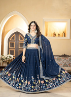 Lehenga Mart Designer Wedding Lehenga Choli For Women - Blue | Grocsy