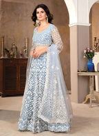 Lehenga Mart Designer Wedding Lehenga Choli For Women - Sky Blue | Grocsy