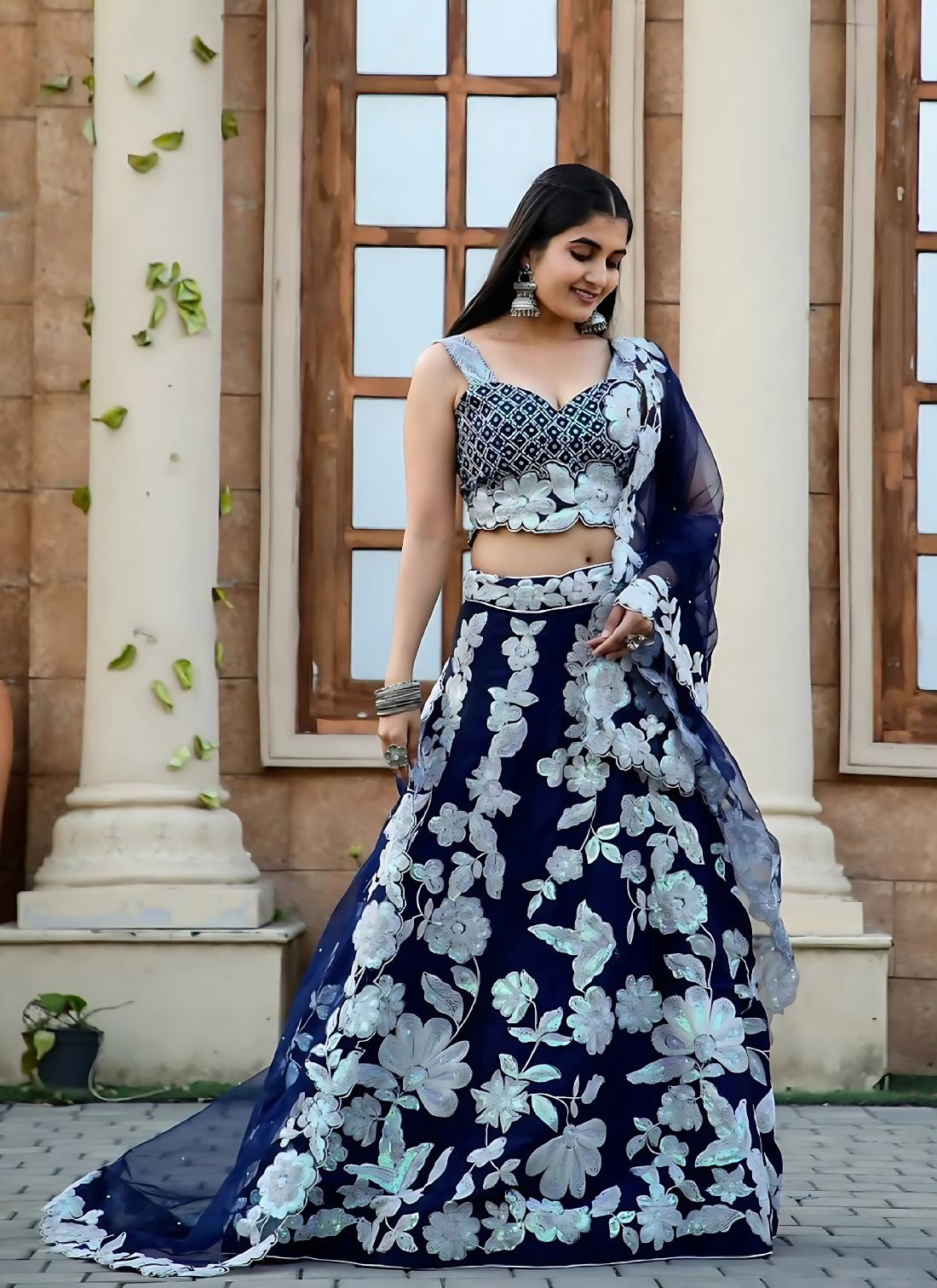 Lehenga Mart Designer Wedding Lehenga Choli For Women - Navy Blue | Grocsy