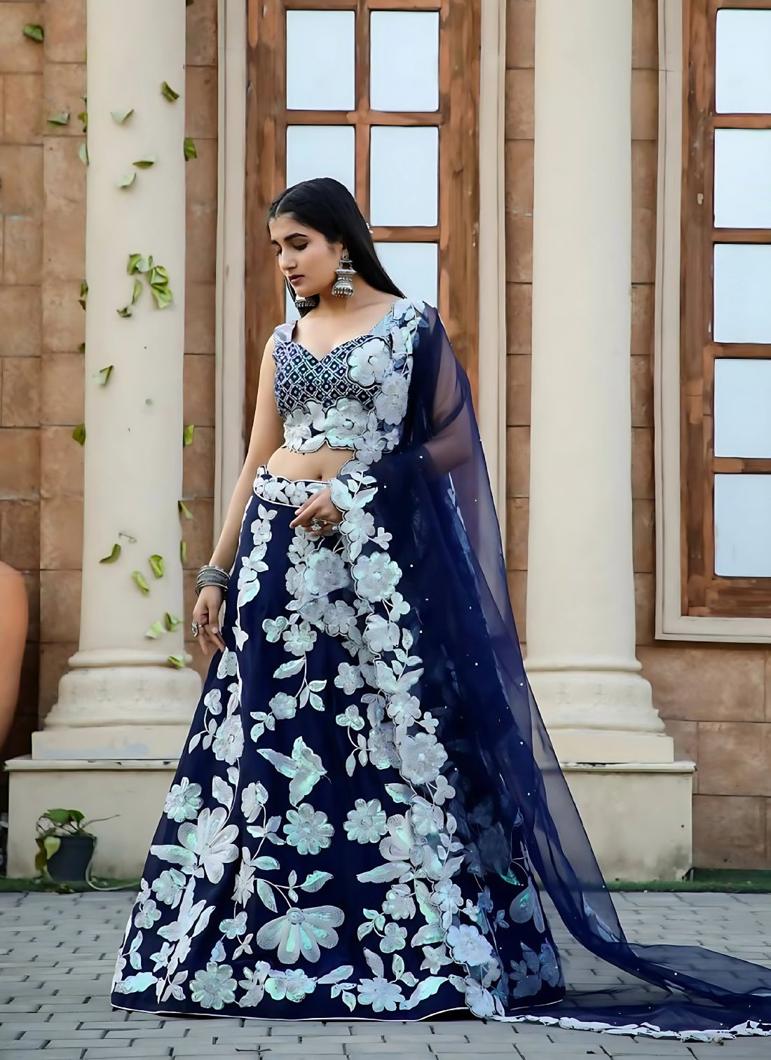 Lehenga Mart Designer Wedding Lehenga Choli For Women - Navy Blue | Grocsy