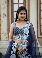 Lehenga Mart Designer Wedding Lehenga Choli For Women - Navy Blue | Grocsy