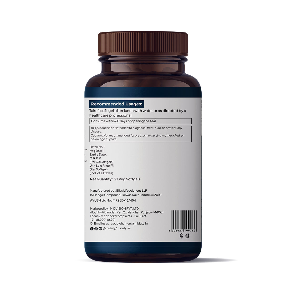 Miduty by Palak Notes Pure & Natural Vitamin E Sea Buckthorn Berry Softgels | Grocsy