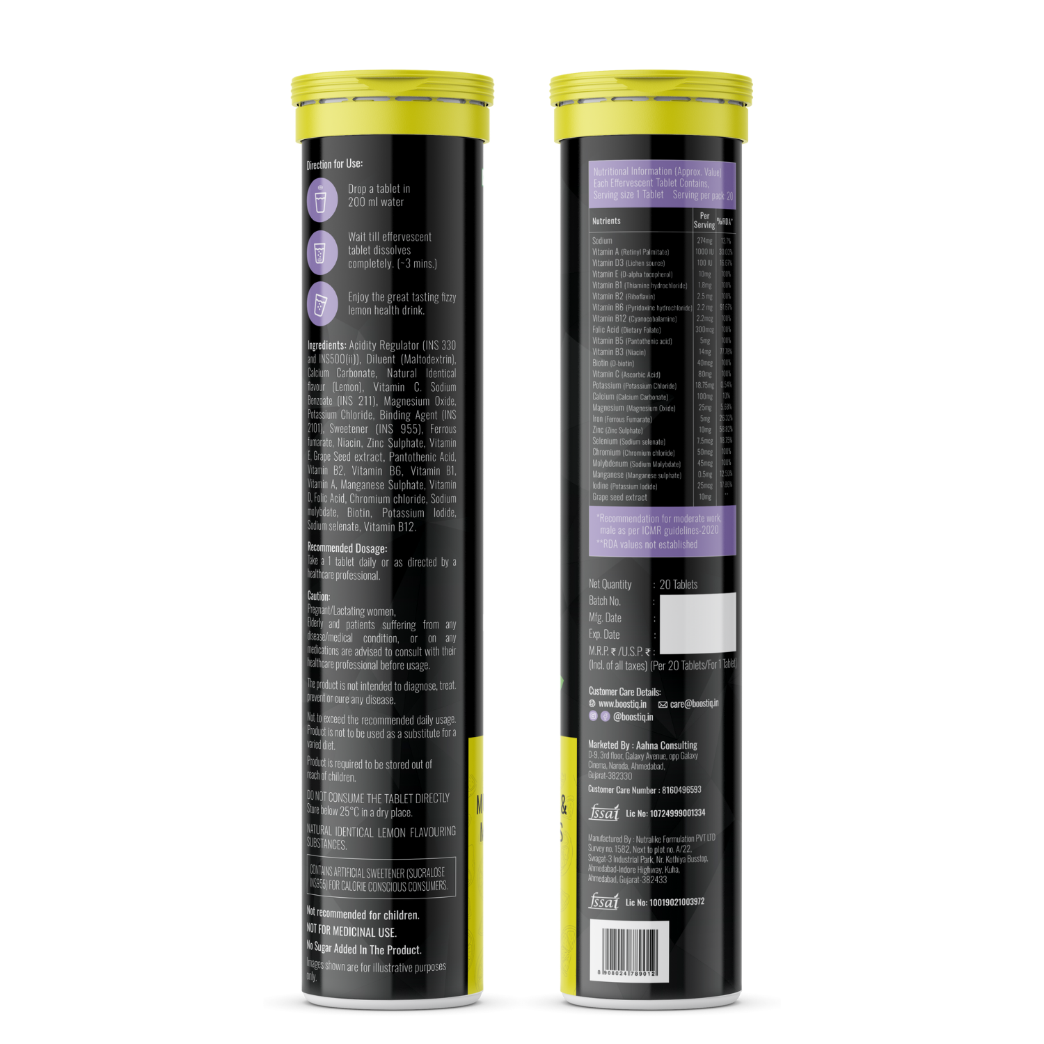 BOOSTIQ Multivitamin Effervescent Tablets - Lemon Flavour | Grocsy