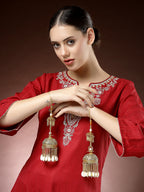 NVR Women's Pack Of 2 Gold-Polished Kundan Kaleera Sets | Grocsy