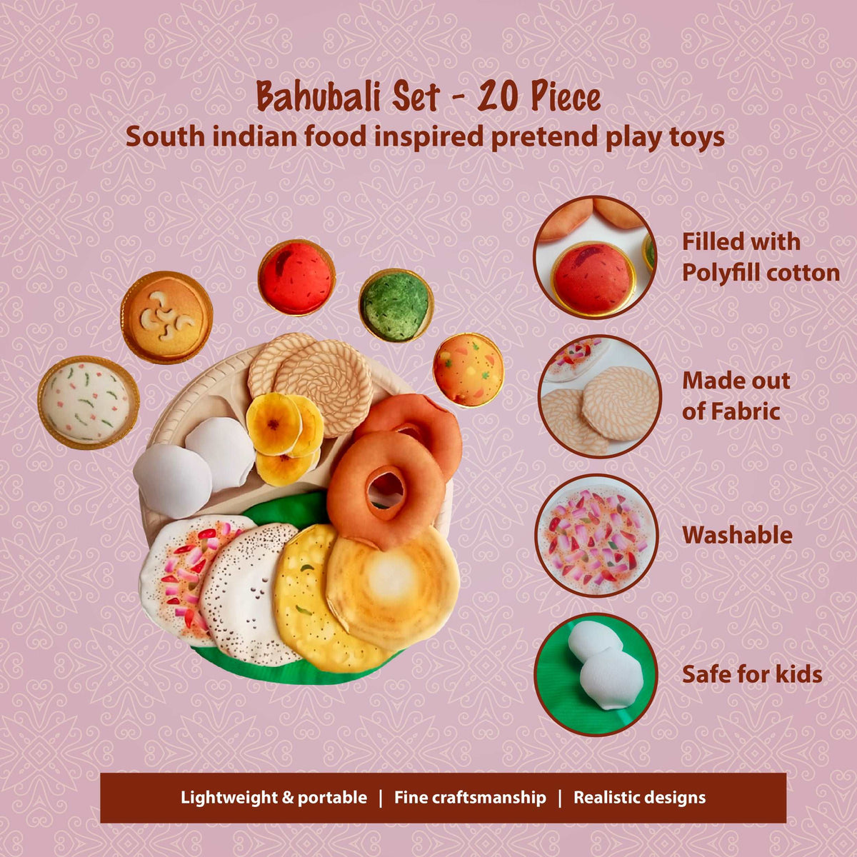 The Small Wonderland Bahubali Set-20 Piece Set-South Indian food inspired Pretend Play Food Toys | Grocsy
