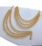 Jewel City Elegant Pearl Ear Chain Earrings Traditional Indian Bahubali Kaan Chain | Ethnic Handcrafted Gold-Plated Bridal Jewelry | Grocsy