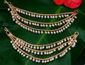 Jewel City Elegant Pearl Ear Chain Earrings Traditional Indian Bahubali Kaan Chain | Ethnic Handcrafted Gold-Plated Bridal Jewelry | Grocsy