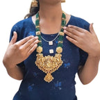 Jewel City Handcrafted Gold-Plated Traditional Indian Temple Necklace Set , Pendant & Jhumka Earrings – Ethnic Jewelry Set | Grocsy