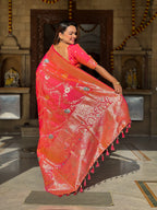 Vedant Vastram Soft Litchi Silk Banarasi Silk Jacquard Saree - Gajri | Grocsy