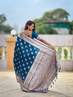 Vedant Vastram Soft Litchi Silk Banarasi Silk Jacquard Saree - Morpich | Grocsy