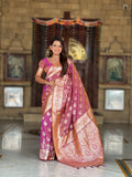 Vedant Vastram Soft Litchi Silk Banarasi Silk Jacquard Saree - Purple | Grocsy